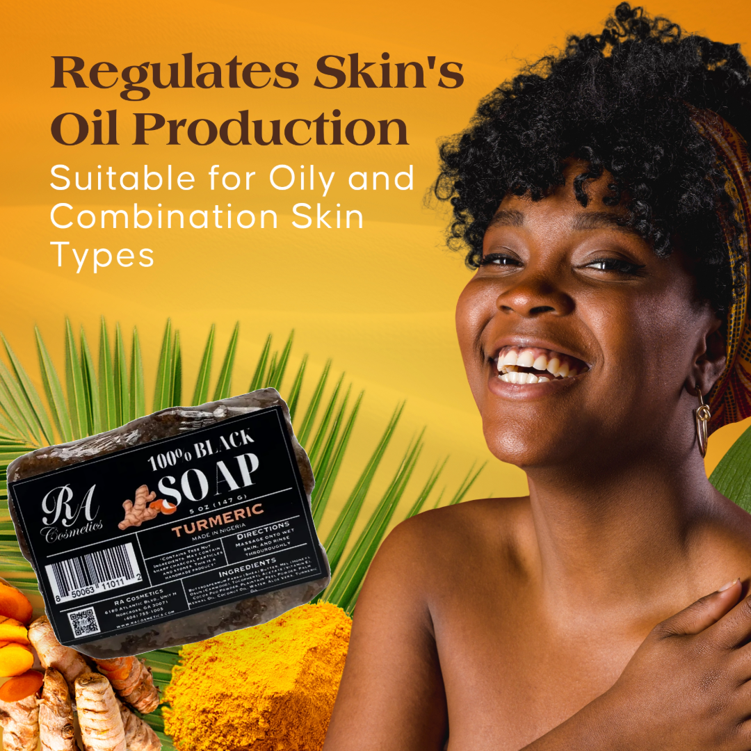 African Black Soap Bar, Turmeric Oil - 5oz