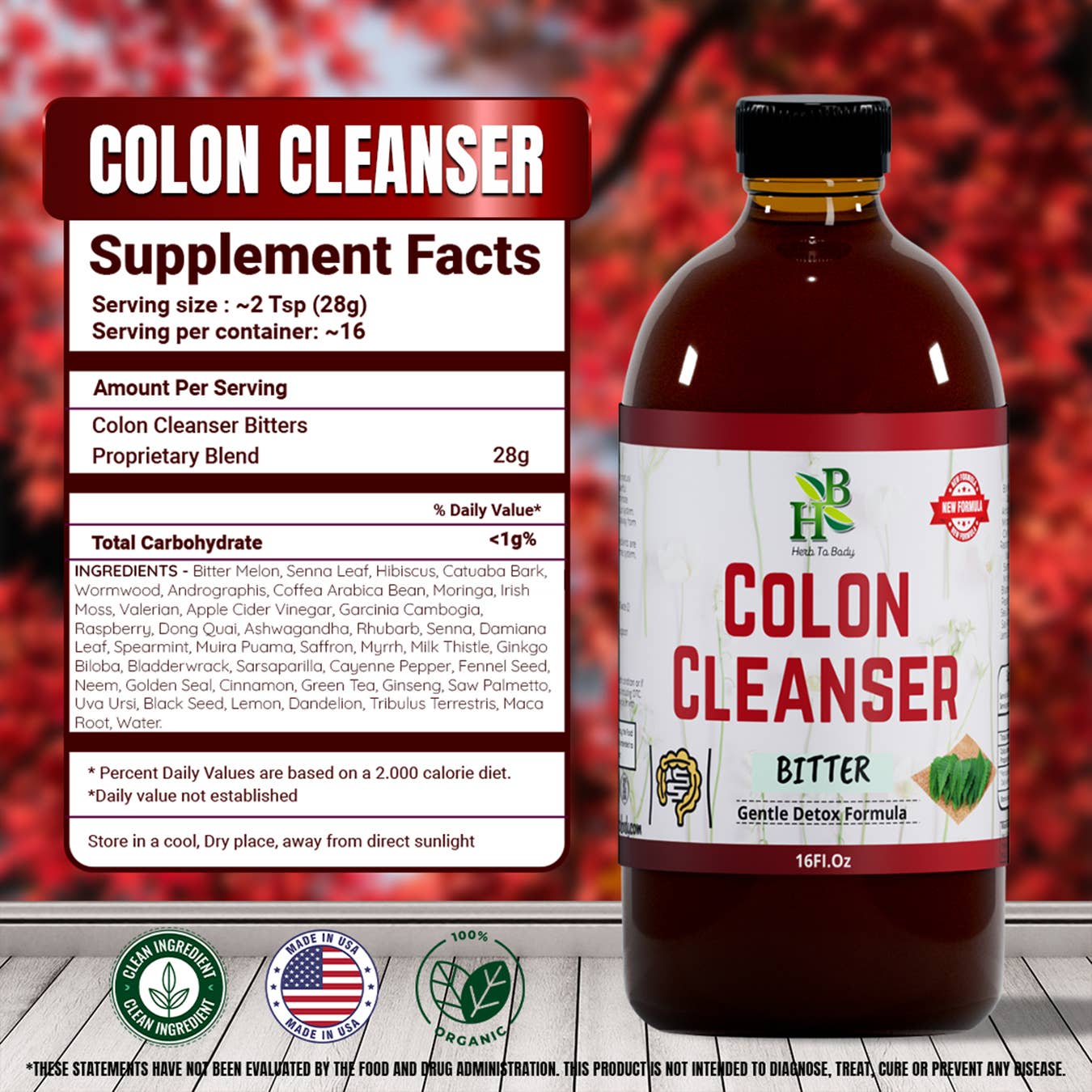 Colon Cleanser Bitters – Herbal Digestive & Regularity Support (16 oz)