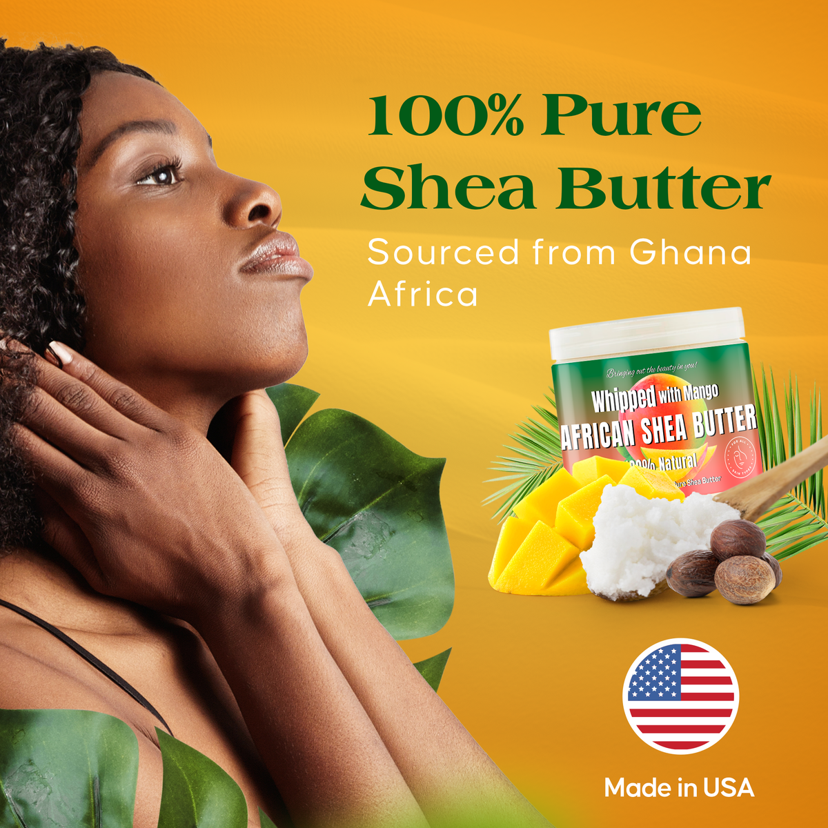 Whipped African Ivory Shea Butter, Mango - 12oz
