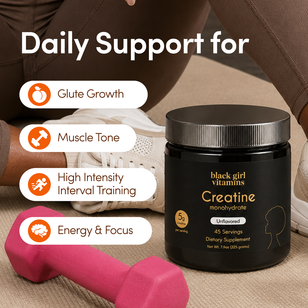 Creatine Monohydrate – Women’s Muscle, Strength & Workout Support | 45 Servings