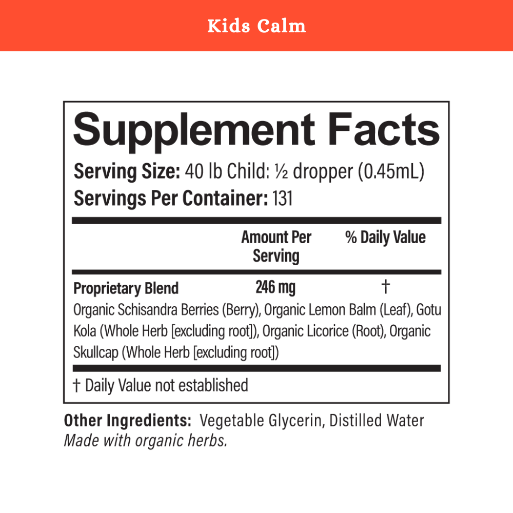 Kids Calm | Organic Herbal Calm Support for Children | 2 oz