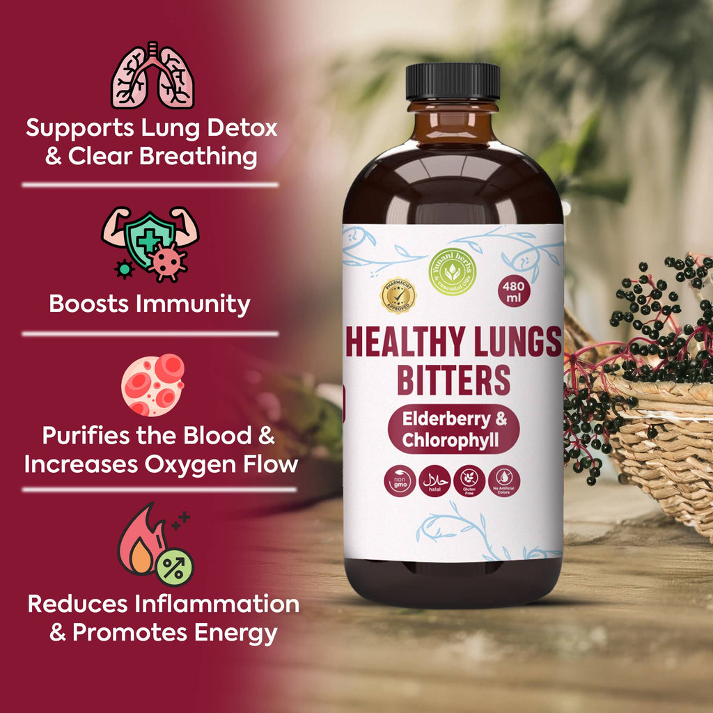 Herbal Lung Detox & Respiratory Support Bitters with Elderberry and Chlorophyl