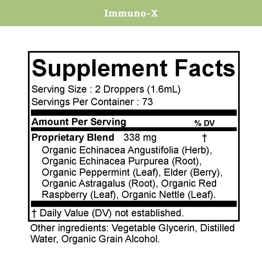 Immuno-X – Daily & Seasonal Immune Support Herbal Tincture | 2 oz