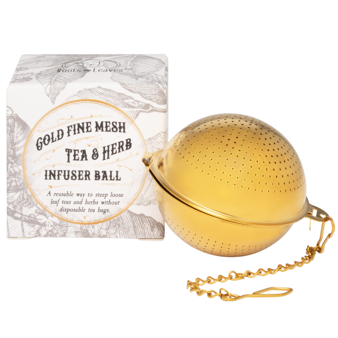 Gold Fine Mesh Tea & Herb Infuser Ball – Reusable Loose Leaf Tea Strainer