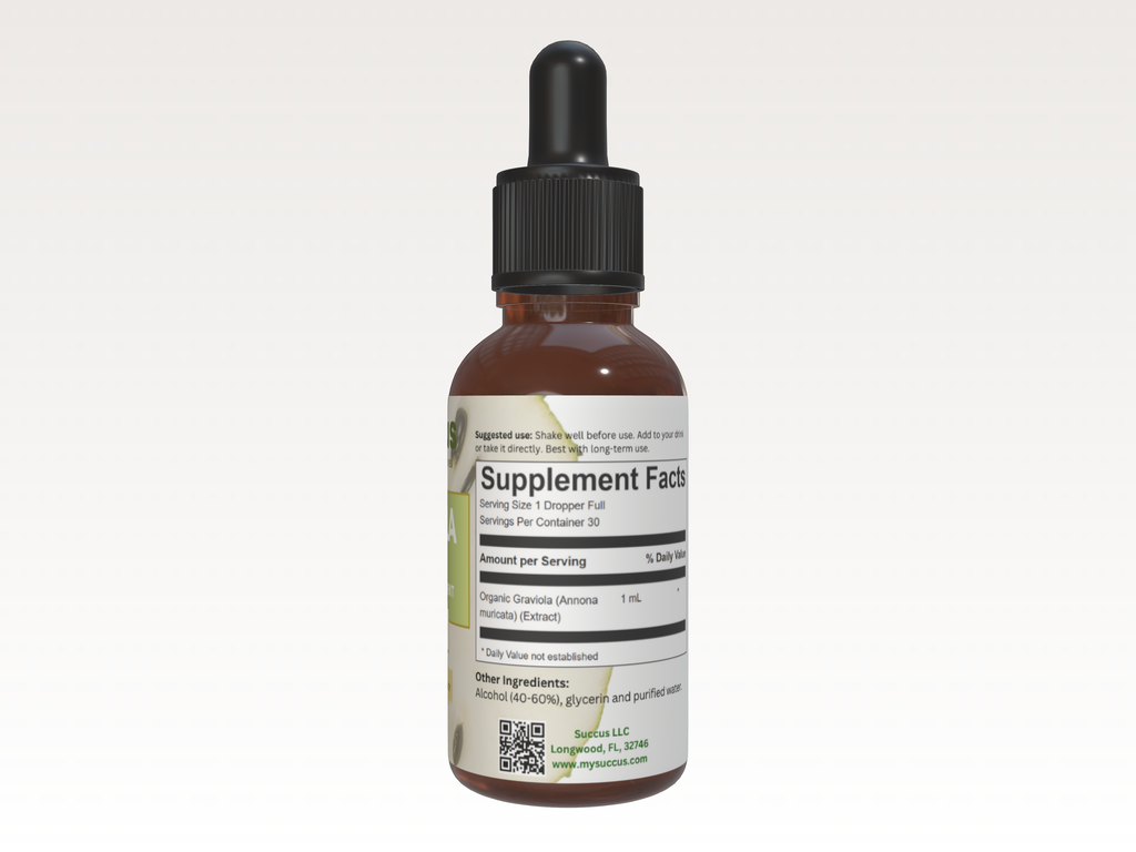 Soursop (Graviola) Tincture - Immune System (High Potency) : Alcohol Free / 1 fl oz