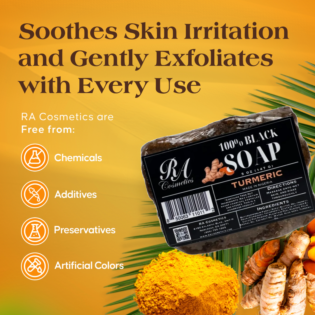 African Black Soap Bar, Turmeric Oil - 1lb