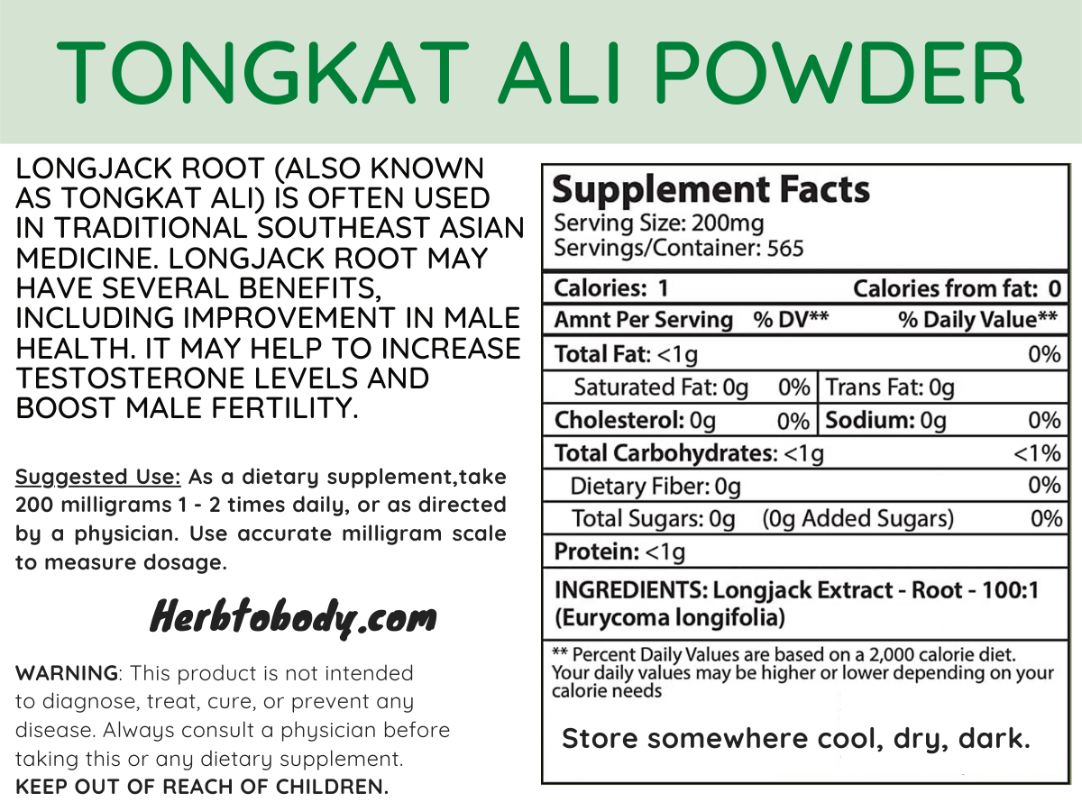 Tongkat Ali Powder | Male Vitality | Strength | Testosterone Support| Libido | Energy