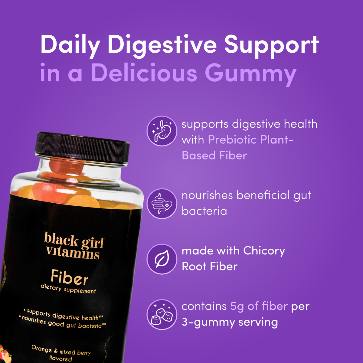 Fiber Gummies – Digestive Health, Regularity & Prebiotic Gut Support | 90 Gummies