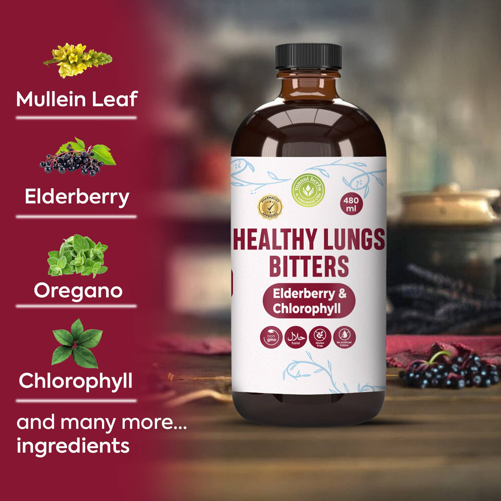 Herbal Lung Detox & Respiratory Support Bitters with Elderberry and Chlorophyl
