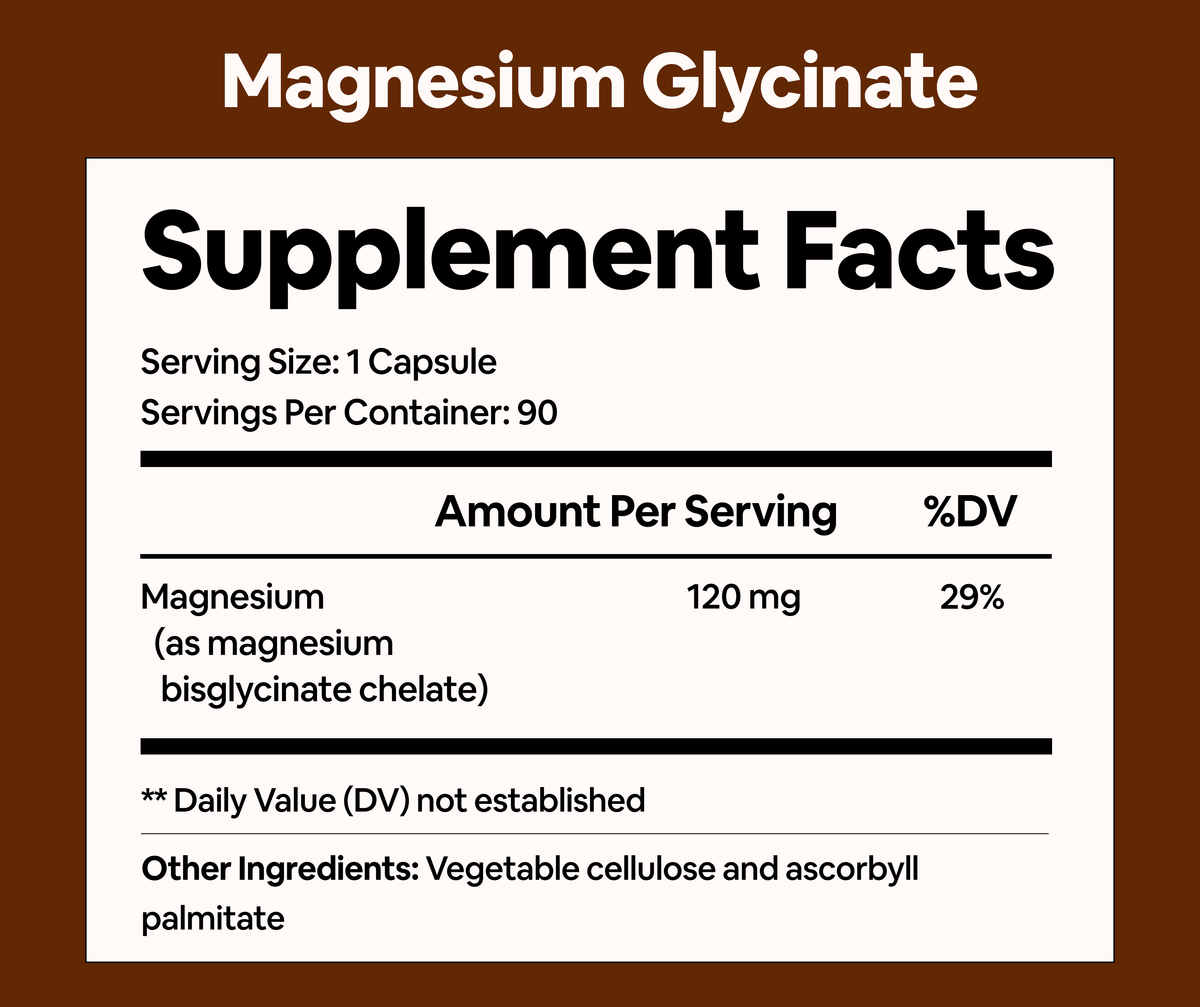 Magnesium Glycinate – Sleep, Relaxation & Muscle Support | 120 mg, 90 Capsules