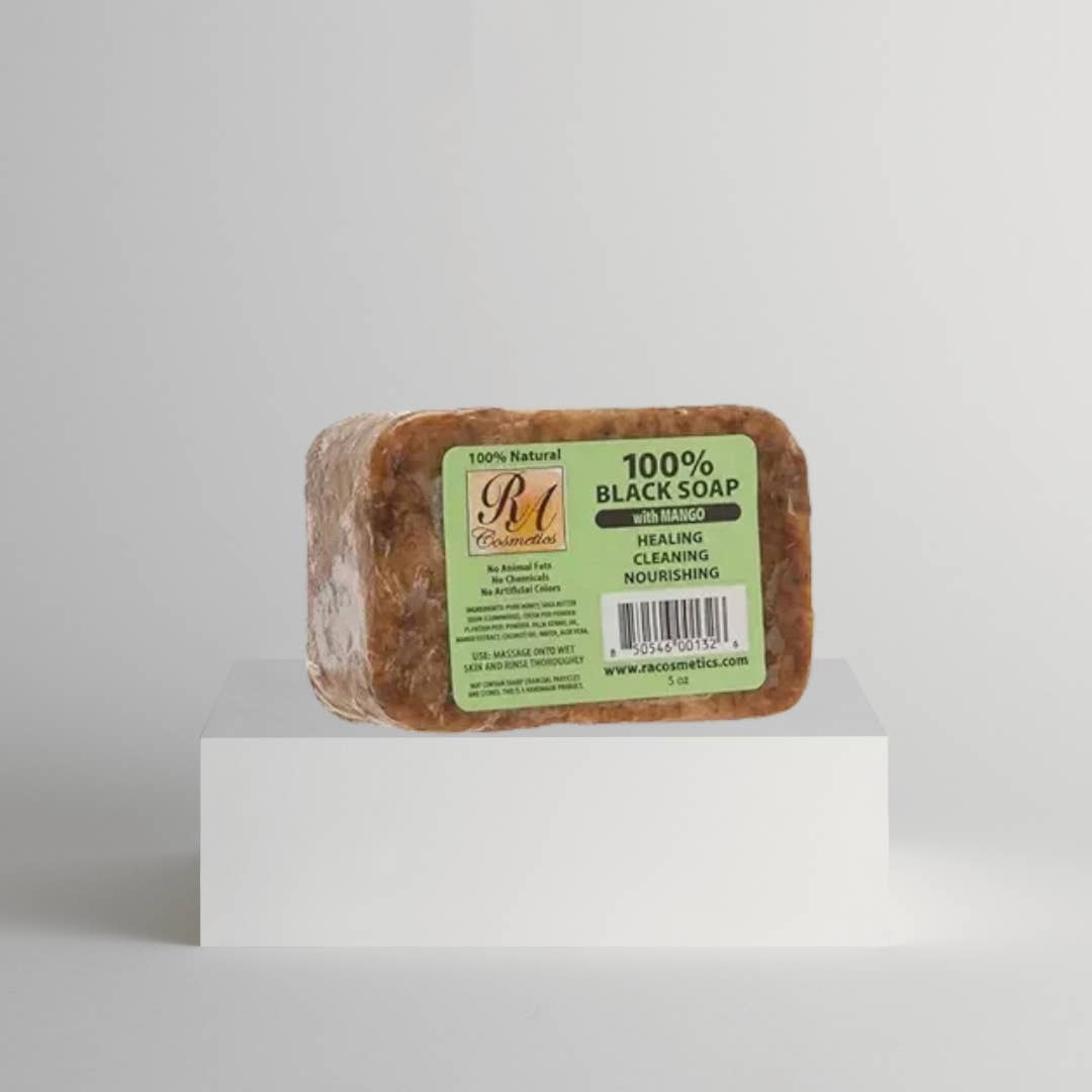 African Black Soap Bar with Mango – Gentle Cleansing & Nourishing (5 oz)