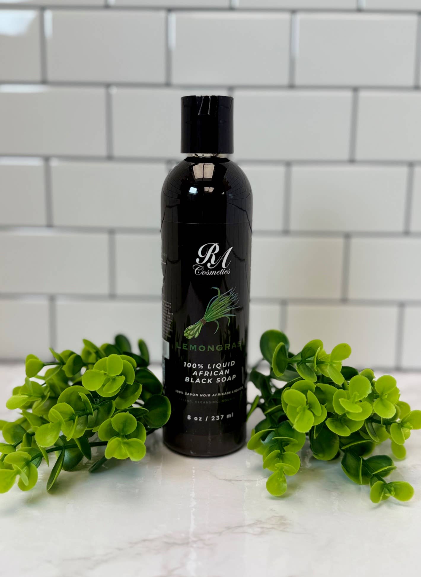 100% Liquid African Black Soap with Lemongrass | Authentic West African Cleanser – 8 oz