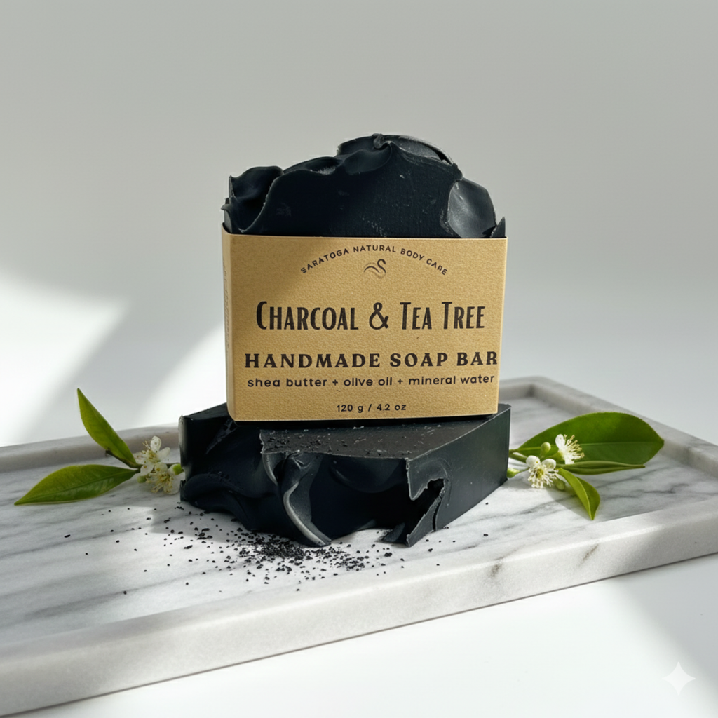 Charcoal & Tea Tree Handmade Soap – Clarifying Face & Body Bar