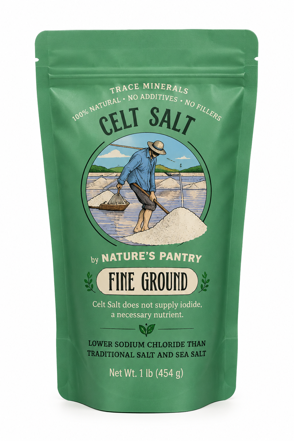 Celtic Sea Salt (Gluten Free, Vegan, Kosher, Keto Friendly)  1lb  Resealable Bag