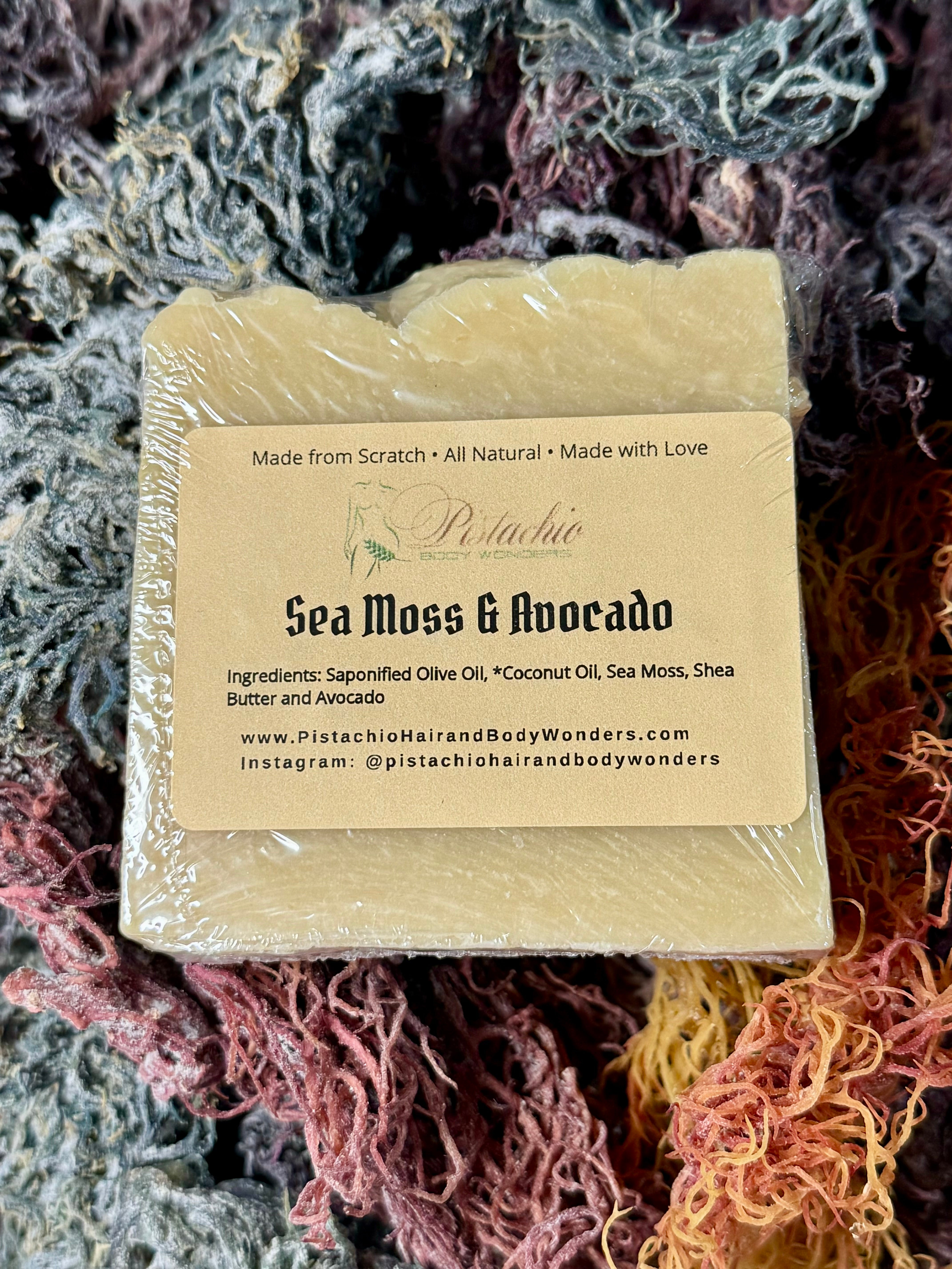 Sea Moss & Avocado Soap Bar | Antibacterial | Hydrating | Natural Collagen | Antimicrobial