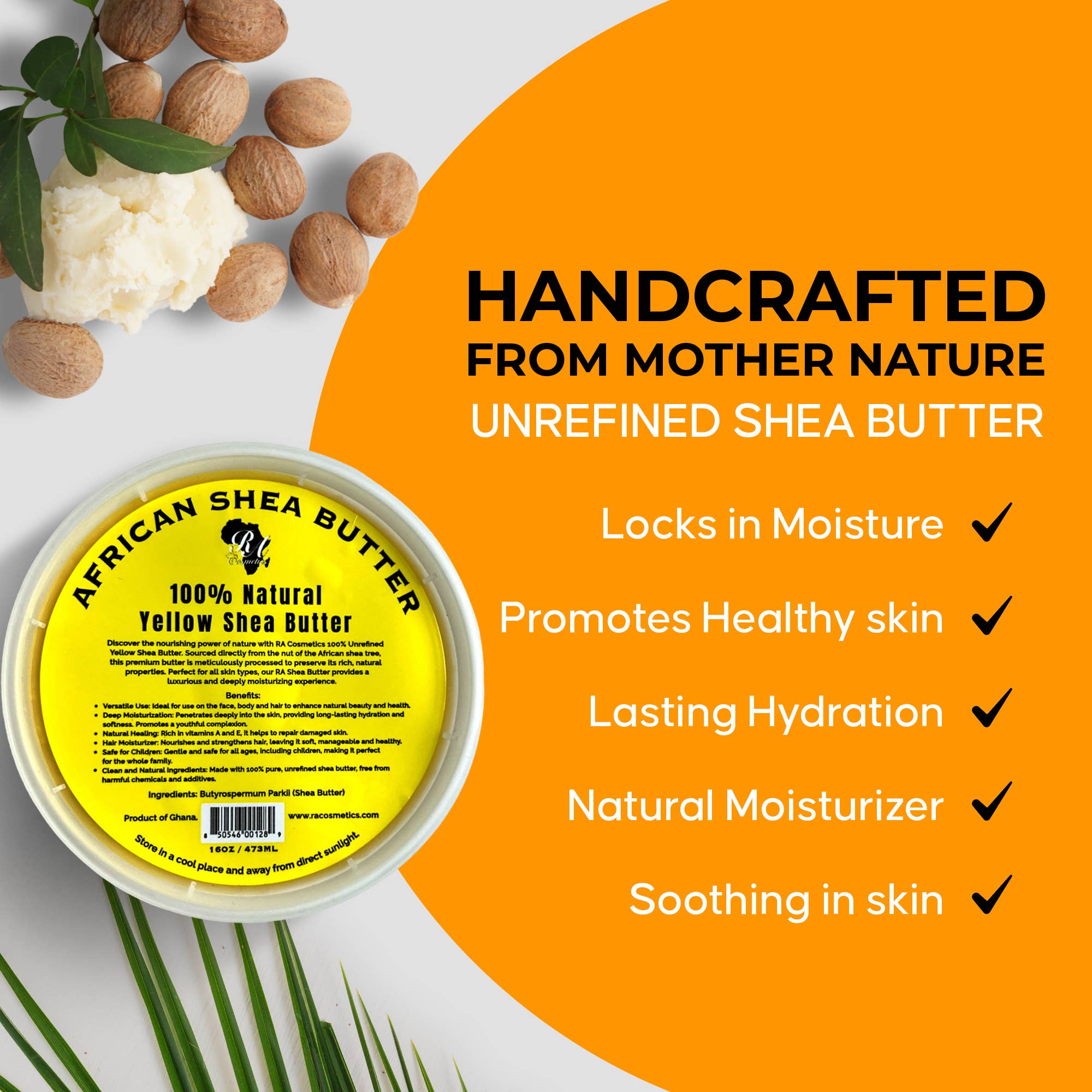 100% African Shea Butter, Yellow Solid - 16oz