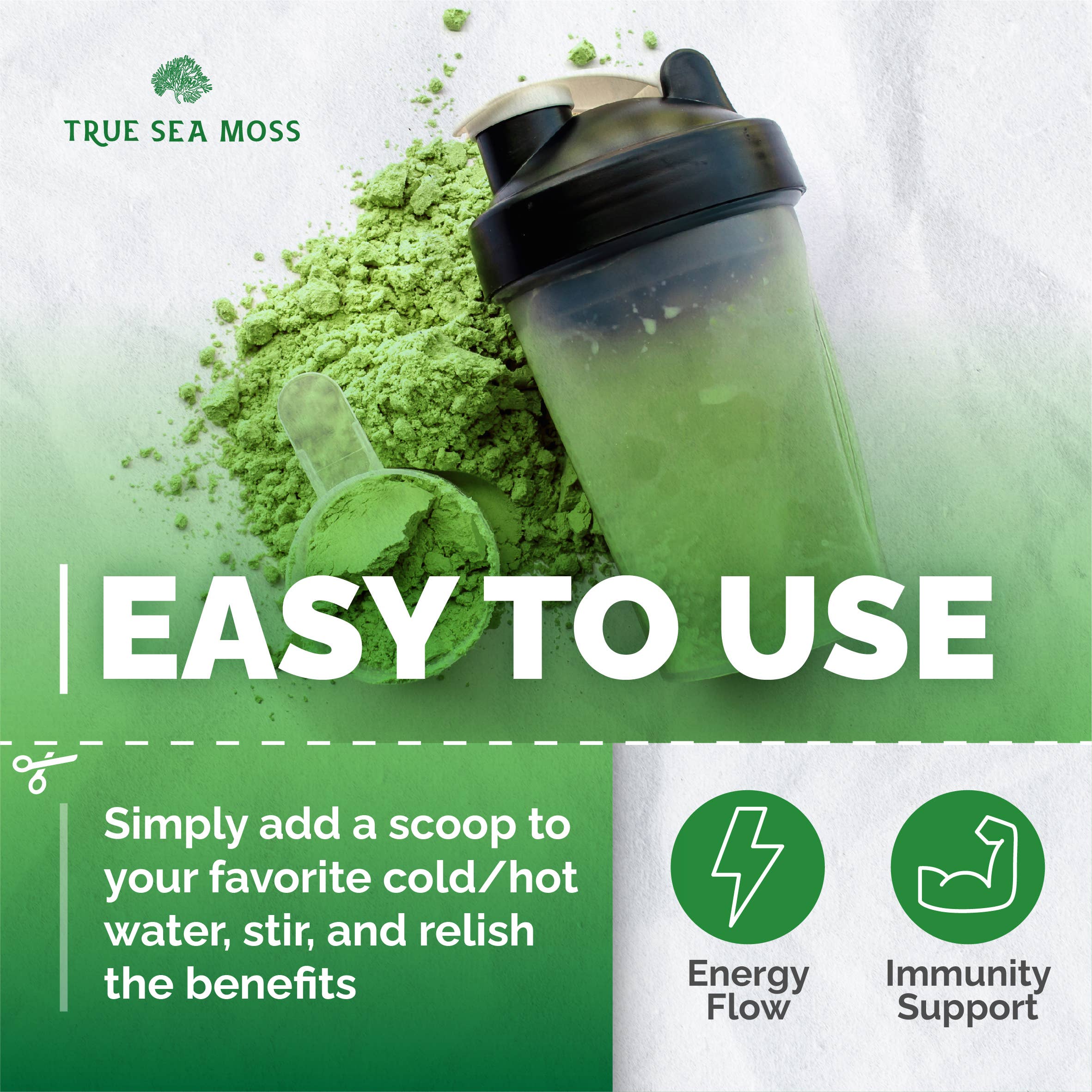 Sea Moss Green Superfood Powder – Organic 8-in-1 Energy & Immunity Blend