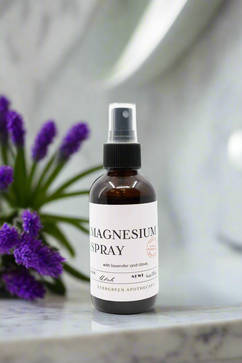 Magnesium Spray, 4oz, Glass Bottle