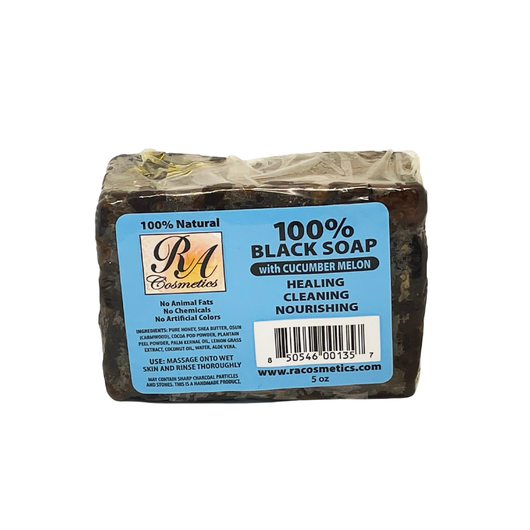 African Black Soap Bar, Cucumber Melon - 5oz