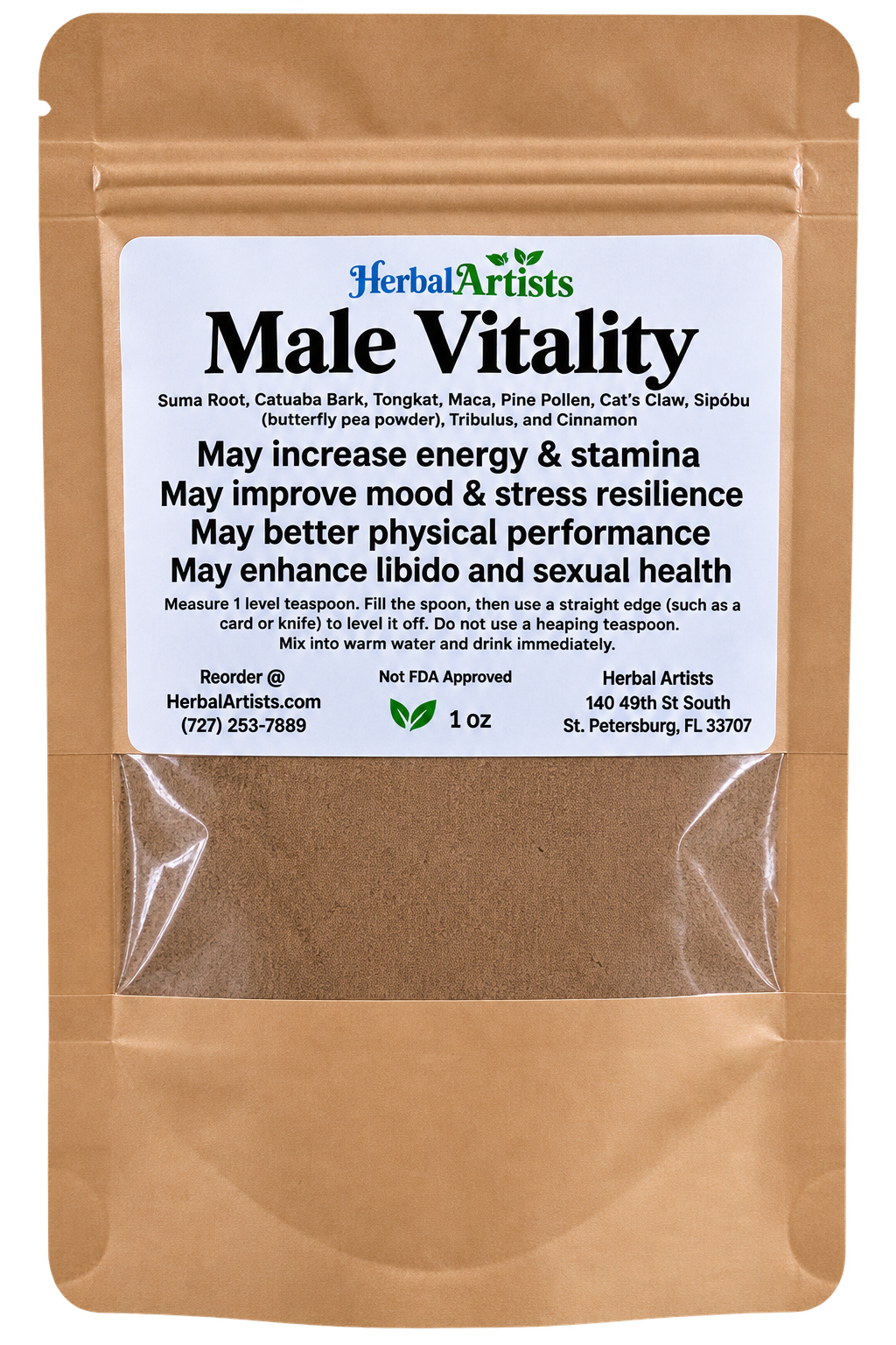 Male Vitality – Energy, Stamina, Performance & Libido Herbal Blend | 1 oz