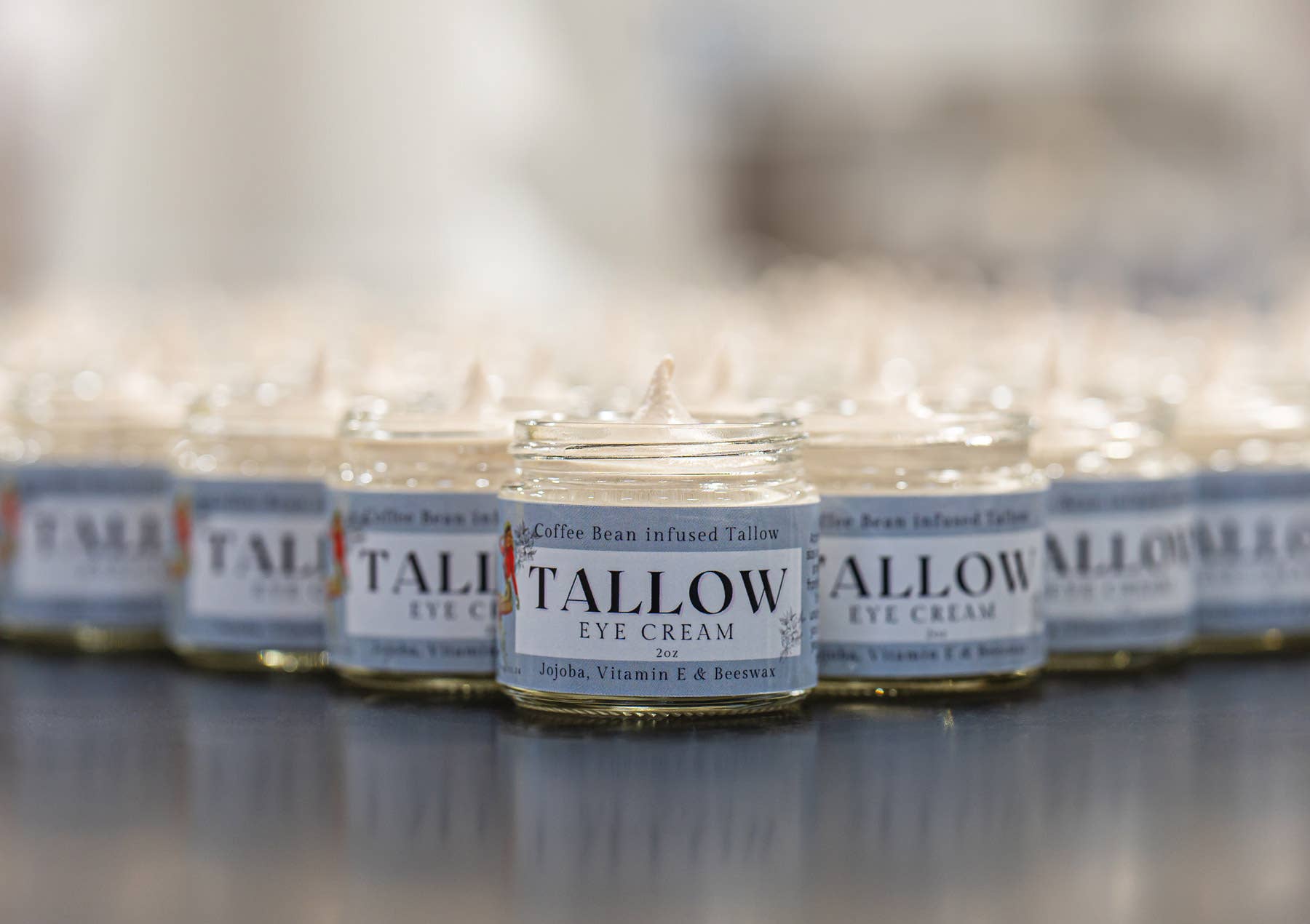 Coffee Bean infused Tallow Eye Cream, Grass Fed Beef Tallow (NEW!)