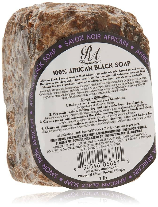 African Black Soap Bar – Unscented | Gentle Cleansing & Nourishing (1 lb)