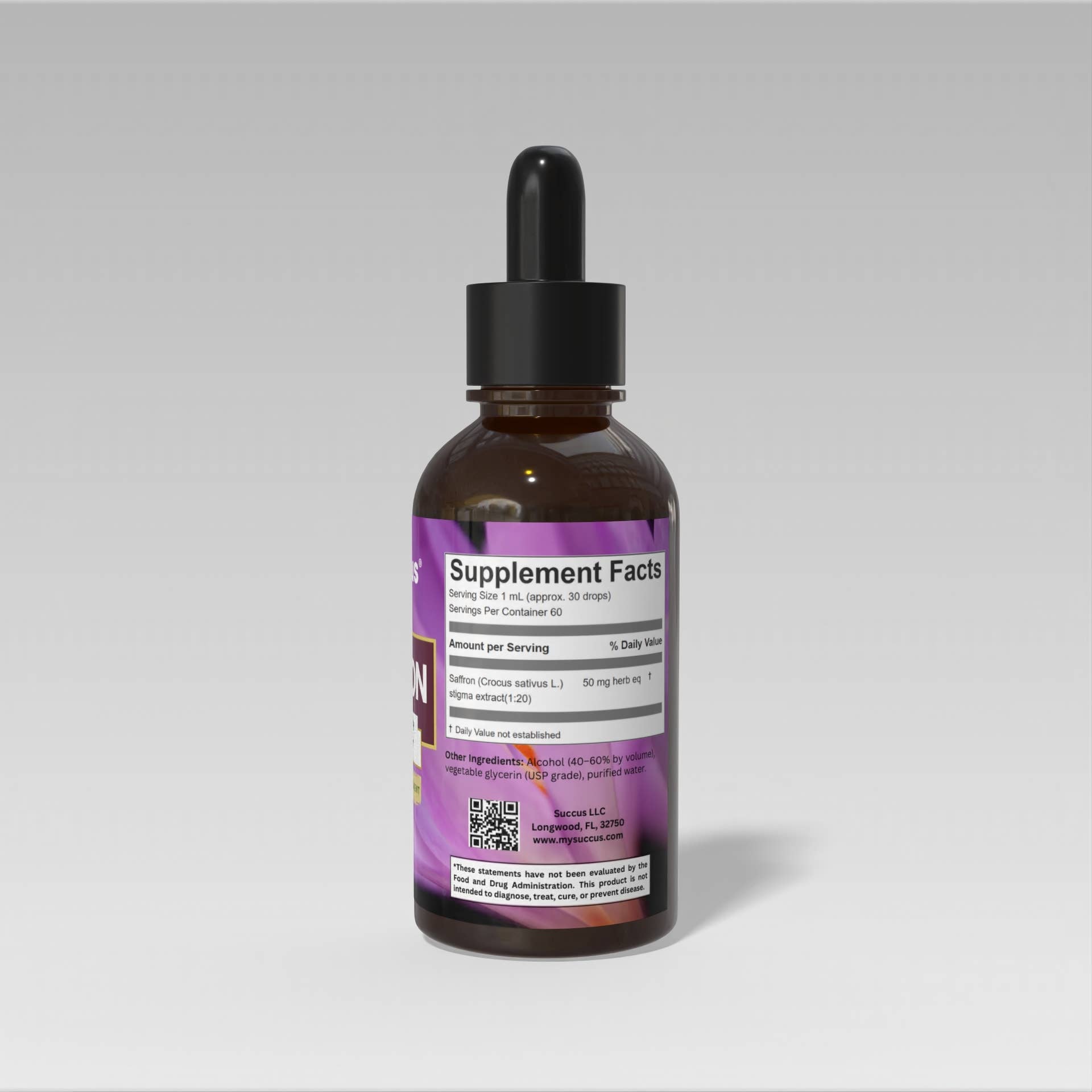 Saffron Tincture | Alcohol-Free Herbal Extract | 1 oz