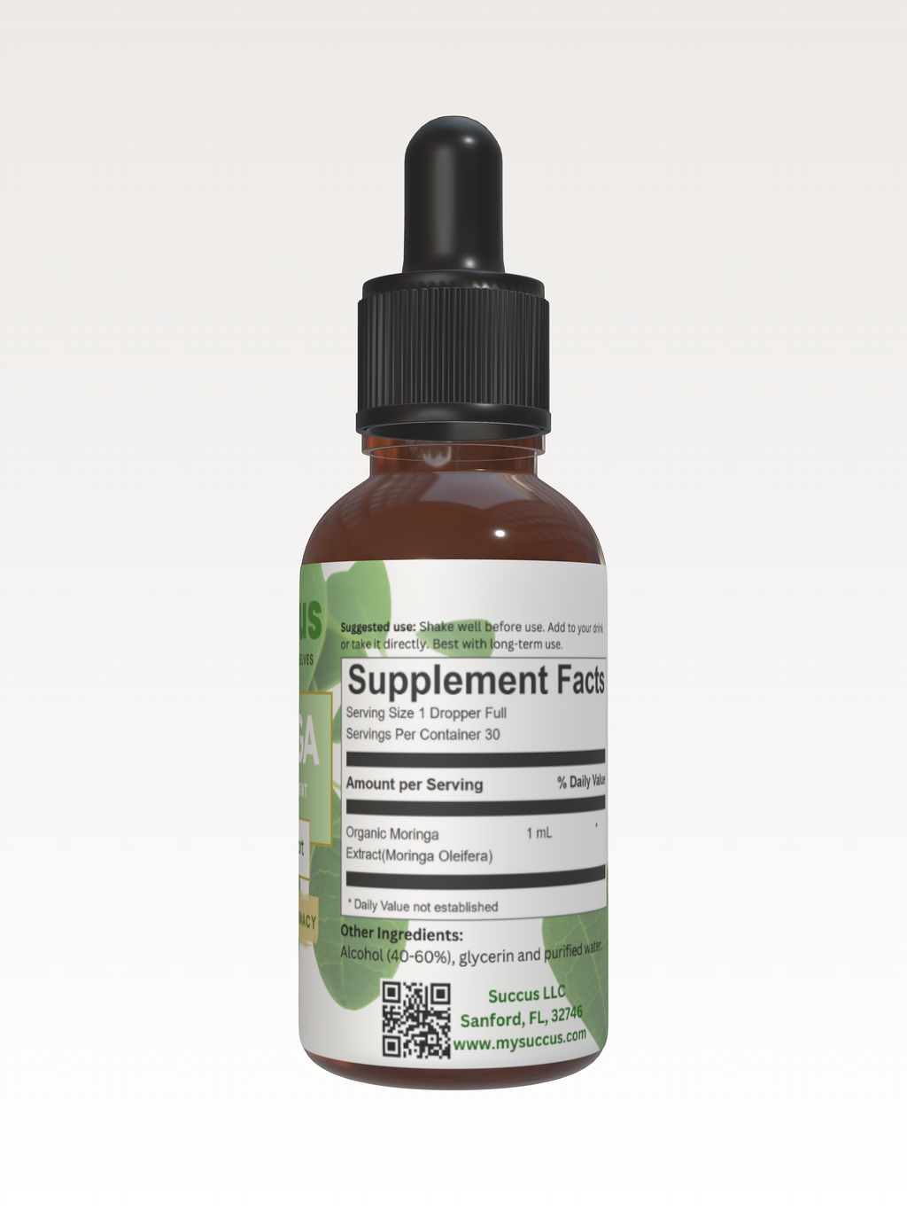 Moringa Tincture - Supports Energy & Vitality Naturally: Alcohol Free / 1 fl oz