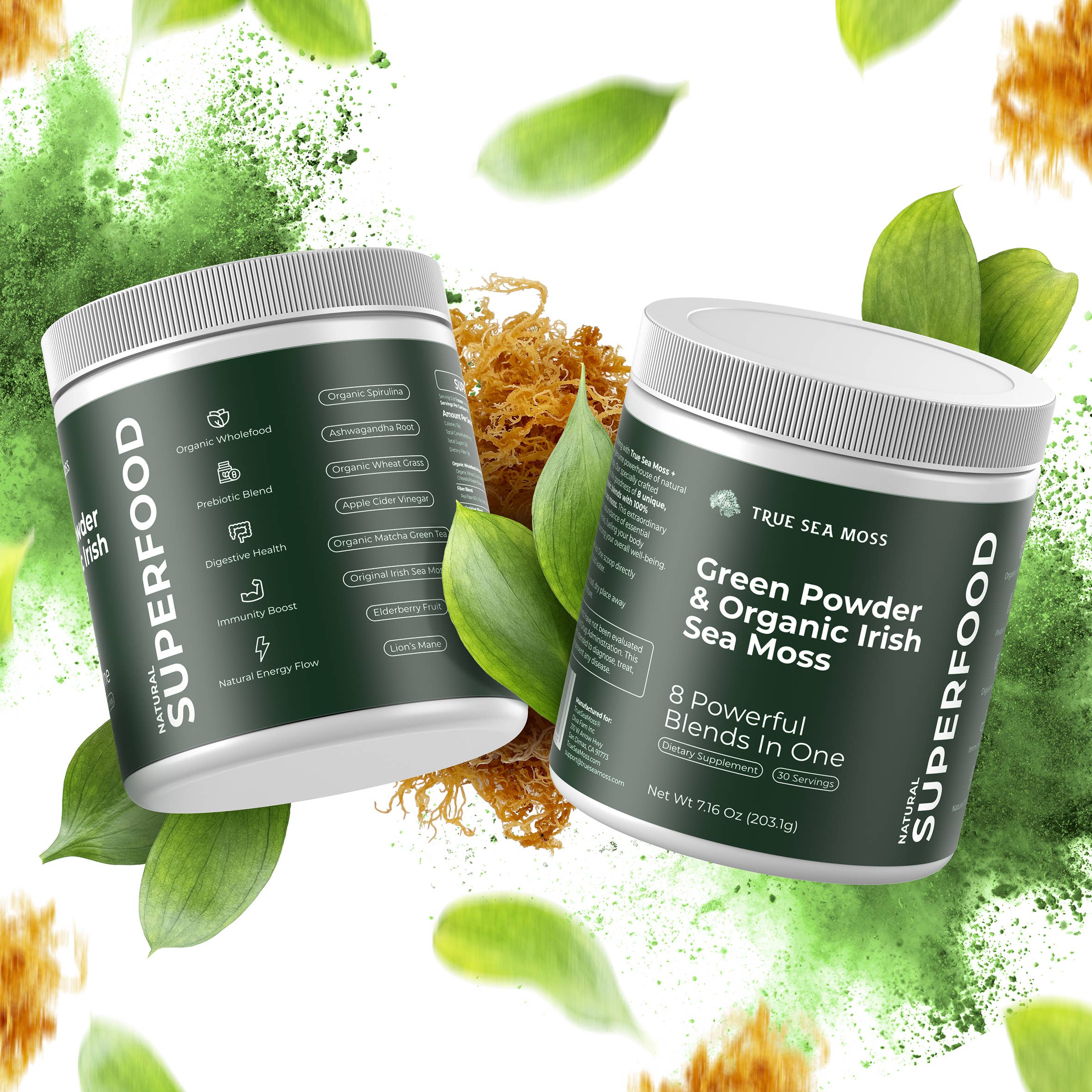 Sea Moss Green Superfood Powder – Organic 8-in-1 Energy & Immunity Blend