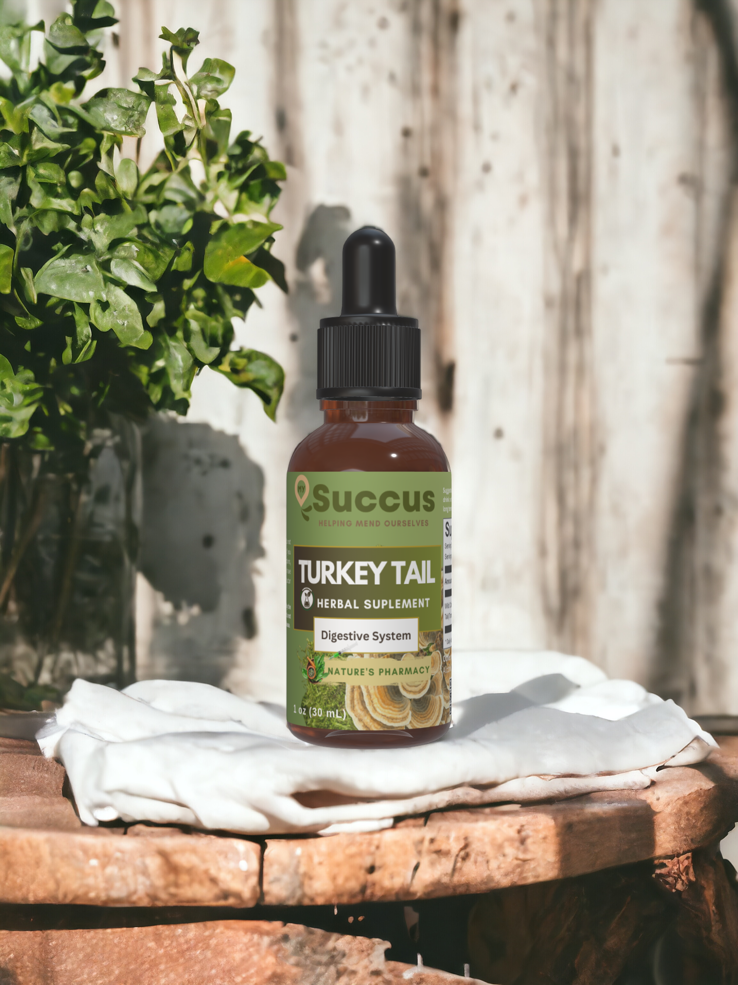 Turkey Tail Tincture - Wild-Harvested Mushroom Extract: Alcohol Free / 1 fl oz