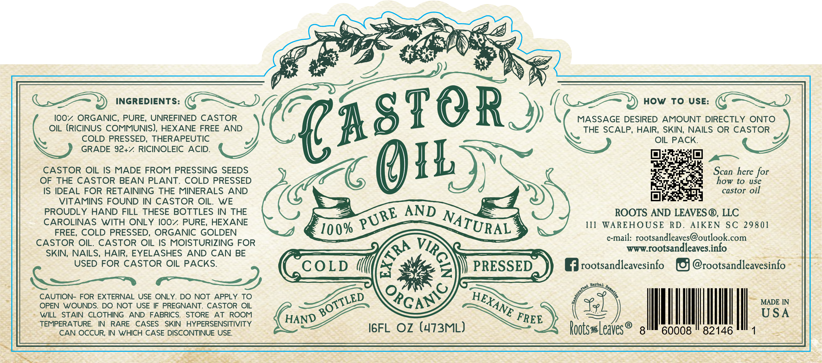 Cold Pressed Castor Oil |  (Organic & Glass Bottle)