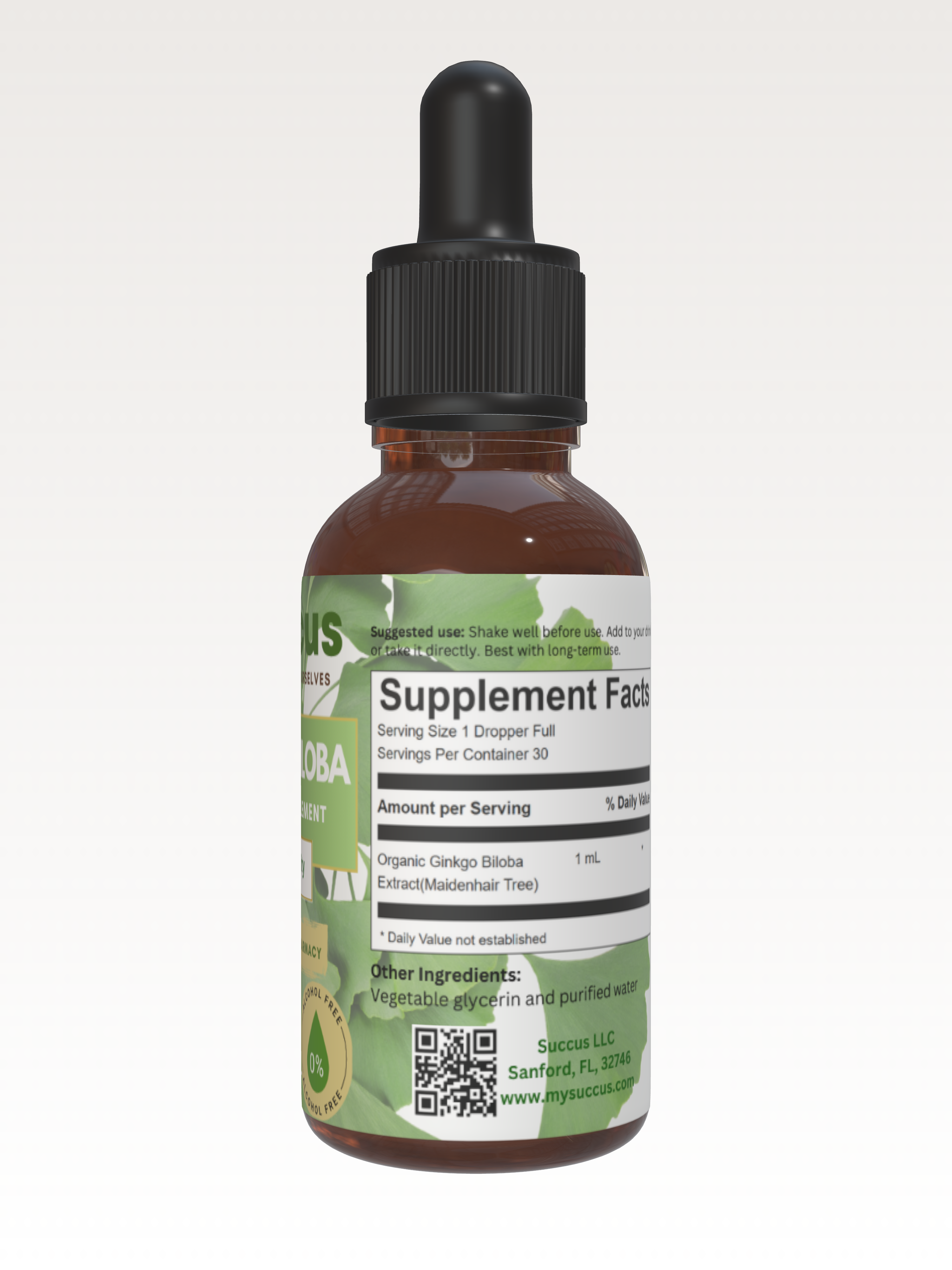 Ginkgo Biloba Tincture - Supports Mental Clarity & Focus: Alcohol Free / 1 fl oz