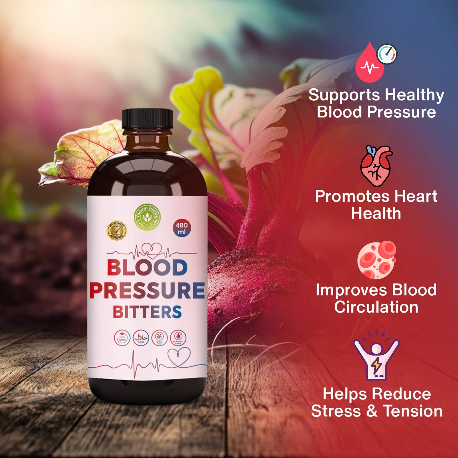 Blood Pressure Bitters | Herbal Cardiovascular & Circulation Support – 480 mL
