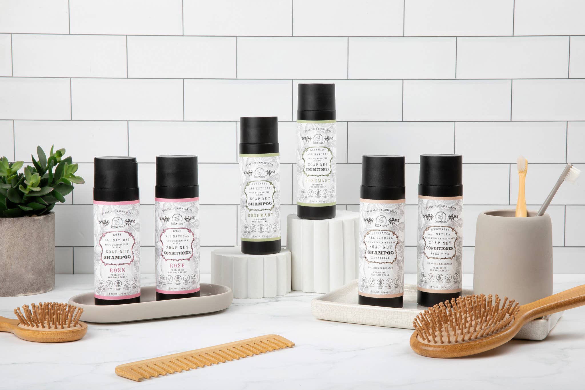 All Natural Soapnut Shampoo and Conditioner Set: Rose