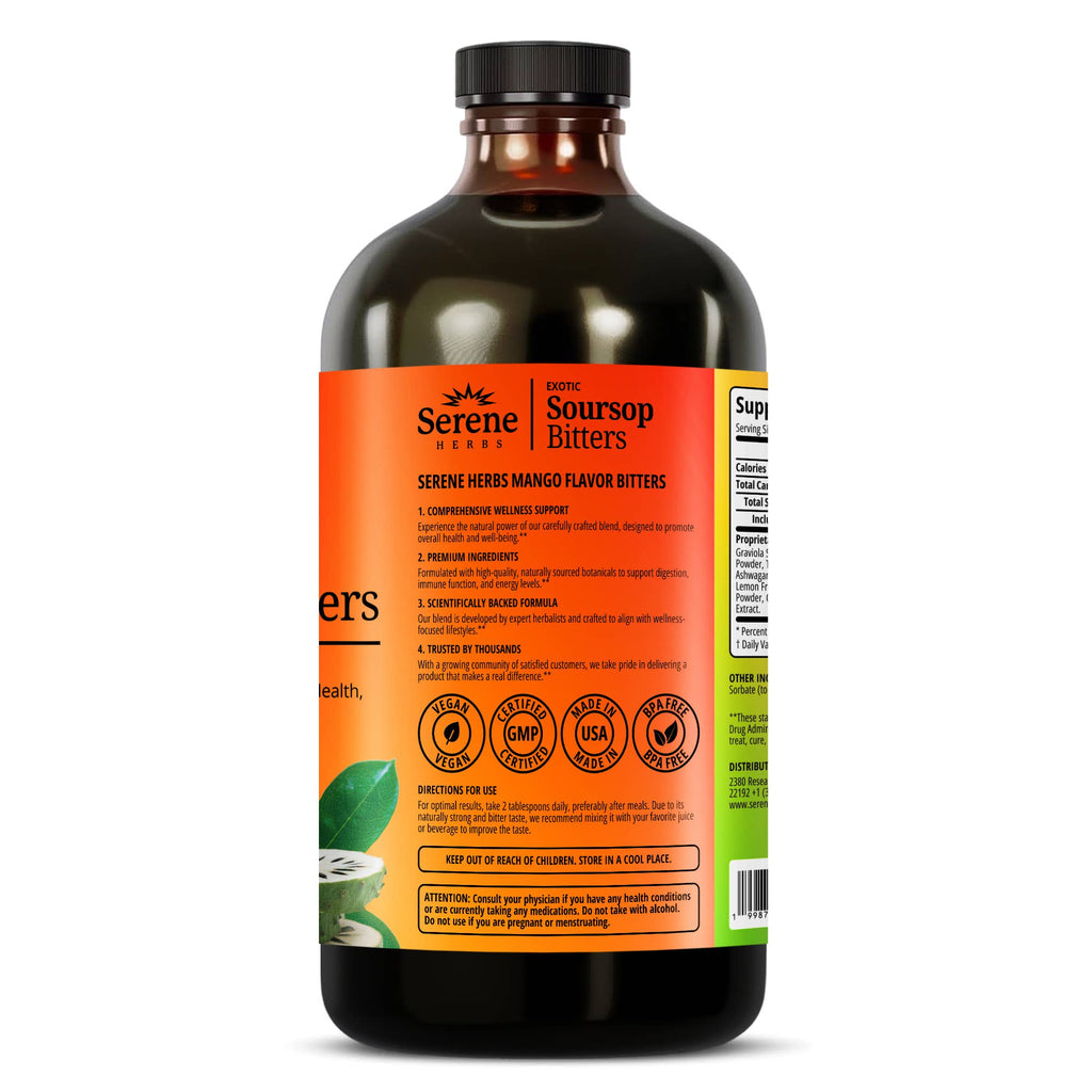 Exotic Soursop Bitters – Mango Flavor | Herbal Digestive & Daily Wellness Support – 16 oz
