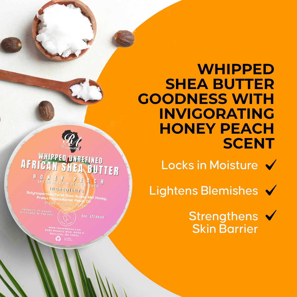 Whipped African Ivory Shea Butter – Honey Peach (12 oz)