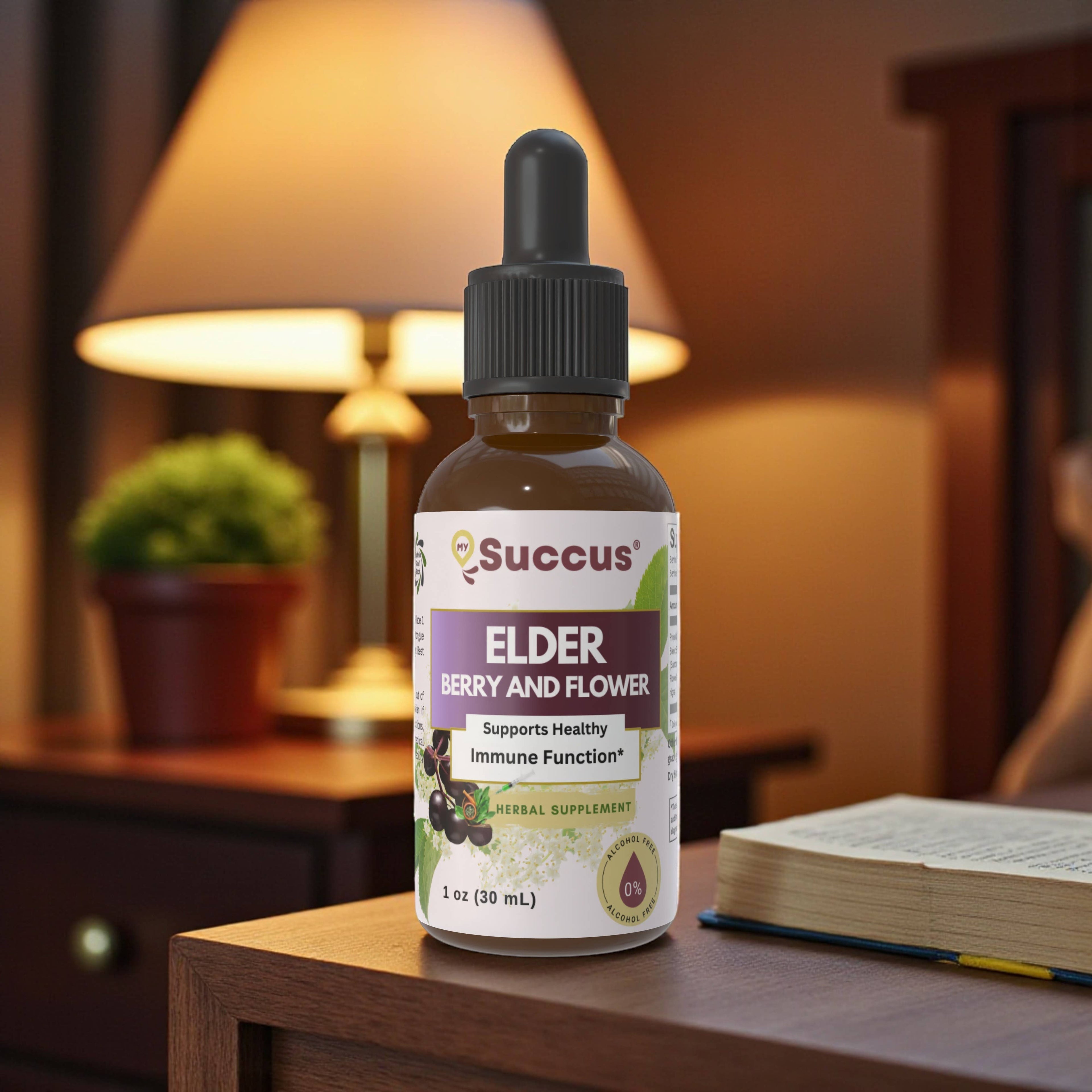 Elderberry & Elder Flower Extract Blend - Promotes Wellness: Alcohol-Free / 1 fl oz