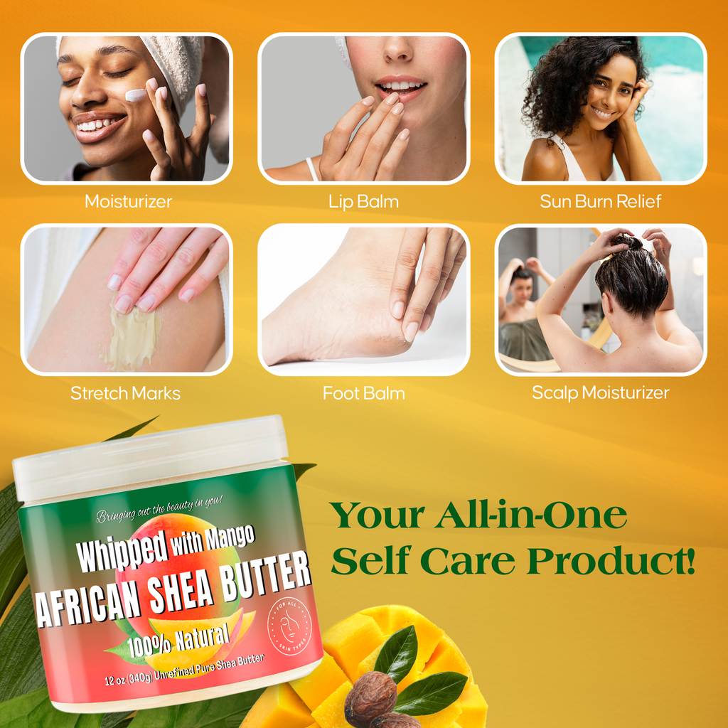 Whipped African Ivory Shea Butter, Mango - 12oz
