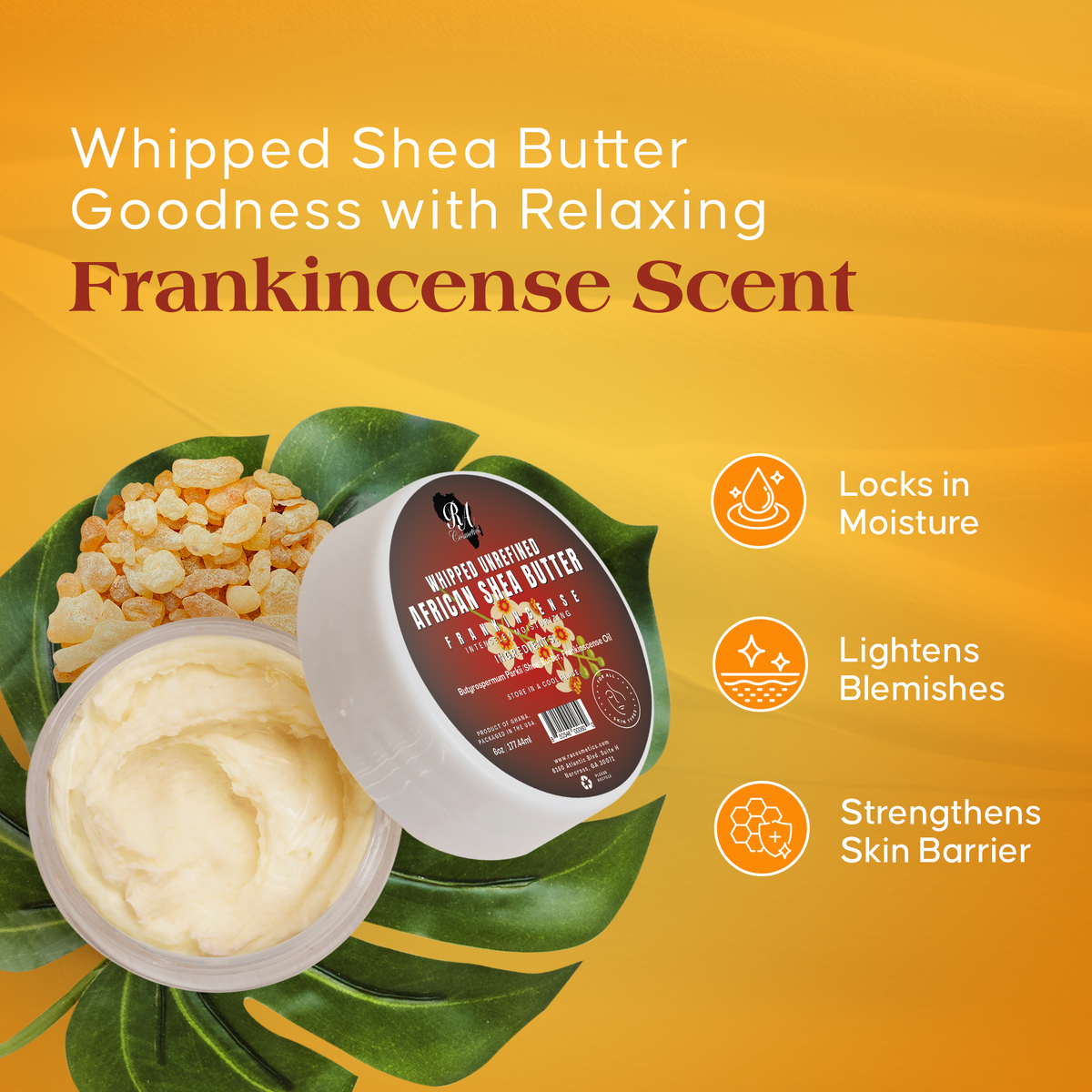 Whipped African Ivory Shea Butter with Frankincense – 12 oz