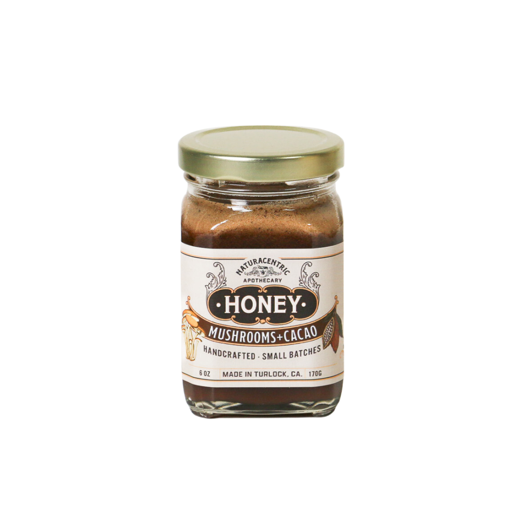 5 Mushroom + Cacao Infused Honey – Immune, Brain & Adaptogenic Support | 6 oz