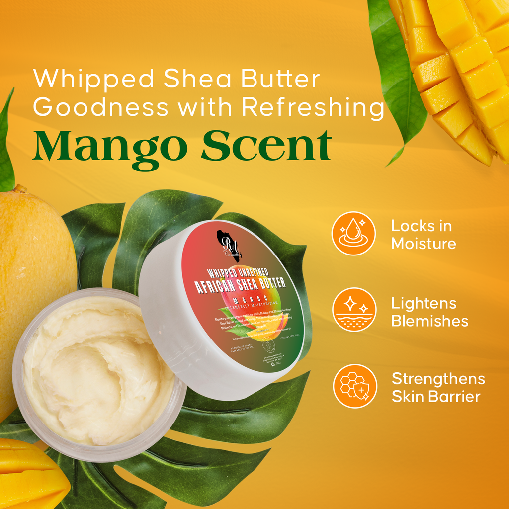 Whipped African Ivory Shea Butter, Mango - 12oz