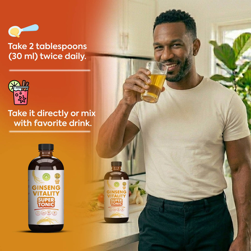 Ginseng Vitality Super Tonic | Men's Energy, Stamina & Performance Support – 480 mL