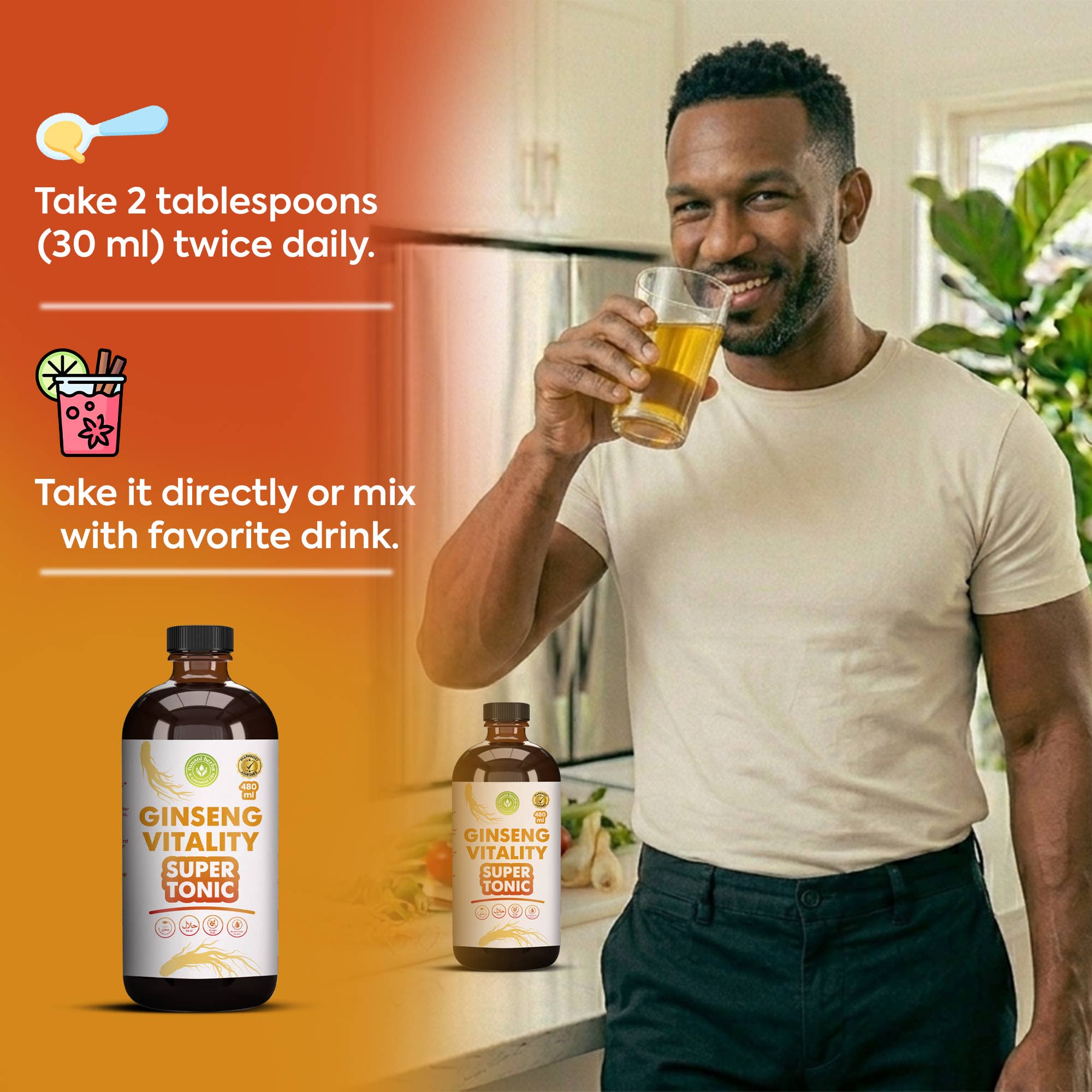 Ginseng Vitality Super Tonic | Men's Energy, Stamina & Performance Support – 480 mL
