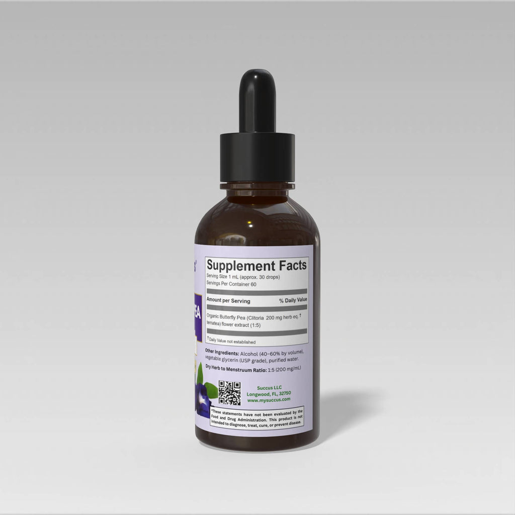 Butterfly Pea Tincture | Brain, Focus & Antioxidant Support | Alcohol-Free 1 oz