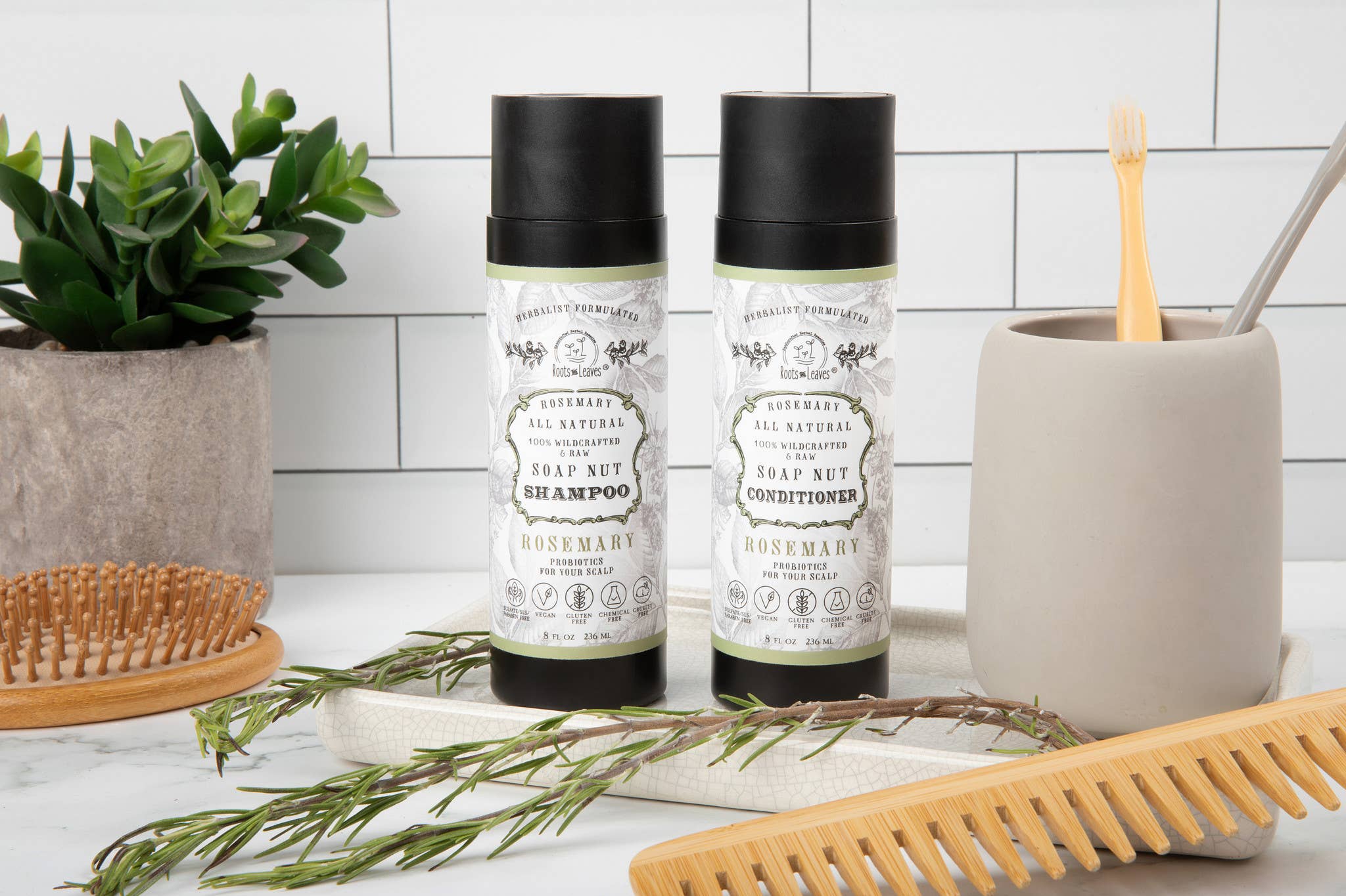 All Natural Soapnut Shampoo and Conditioner Set: Rosemary