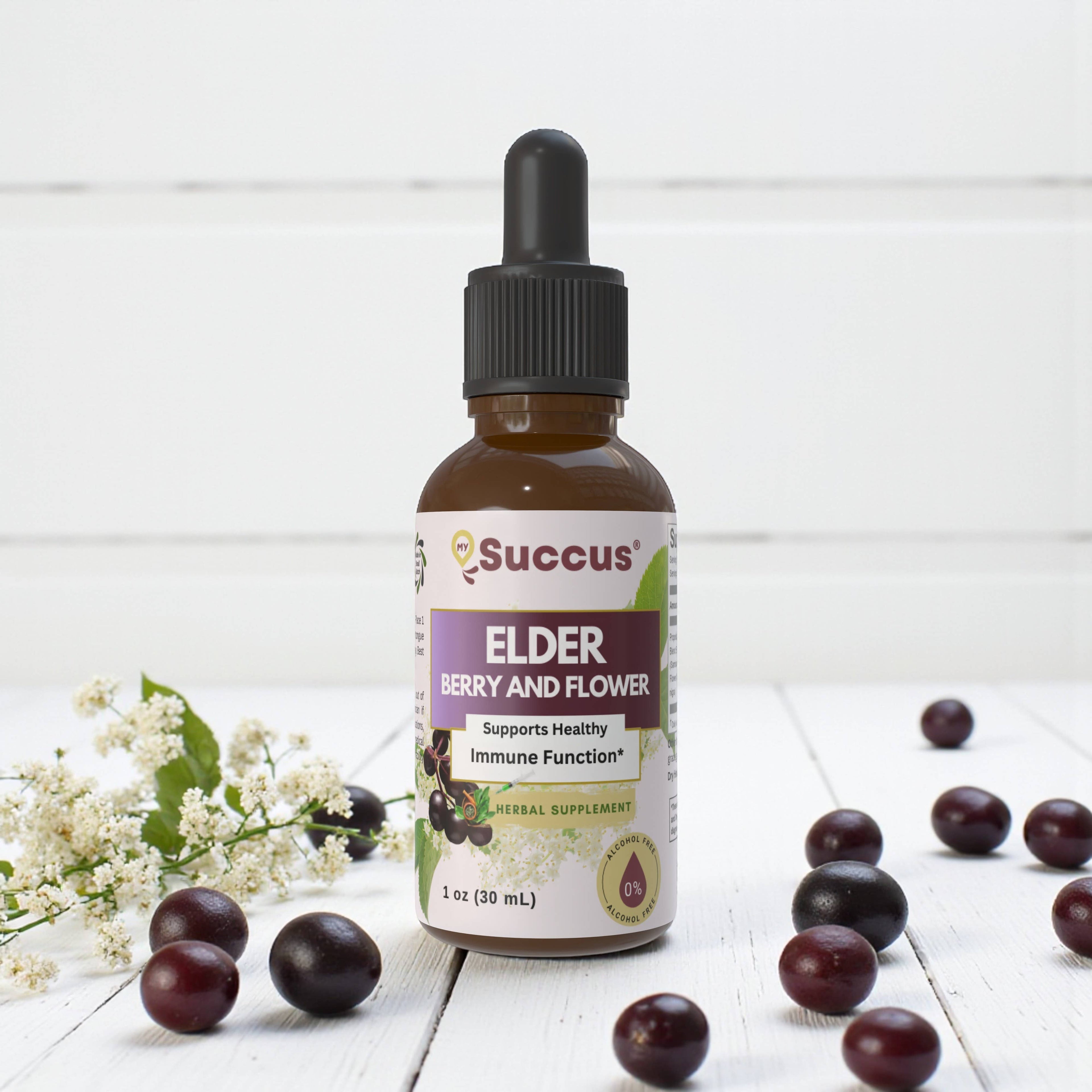 Elderberry & Elder Flower Extract Blend - Promotes Wellness: Alcohol-Free / 1 fl oz