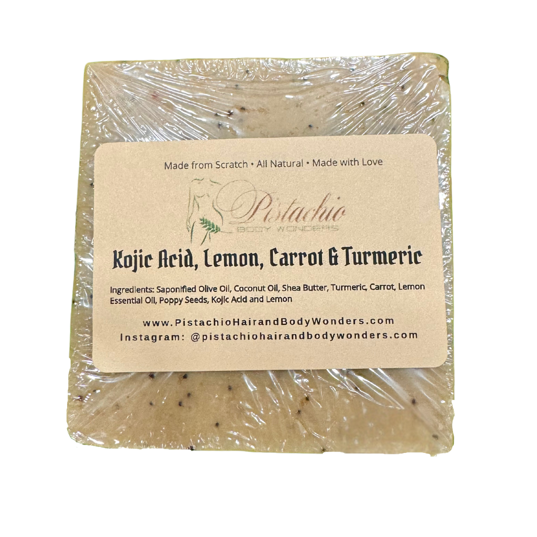 Kojic Acid, Lemon, Carrot and Turmeric Soap Bar | Hyperpigmentation | Acne | Glow |.
