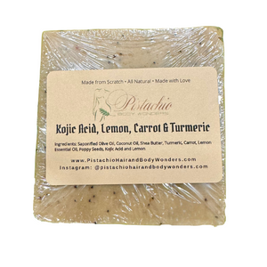 Kojic Acid, Lemon, Carrot and Turmeric Soap Bar | Hyperpigmentation | Acne | Glow |.