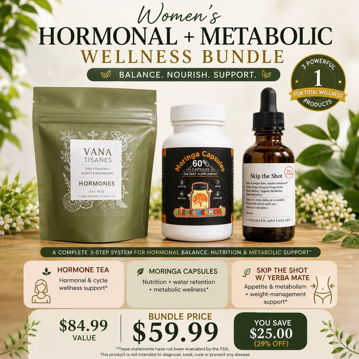 Women’s Hormonal + Metabolic Wellness Bundle ($84.99 VALUE)