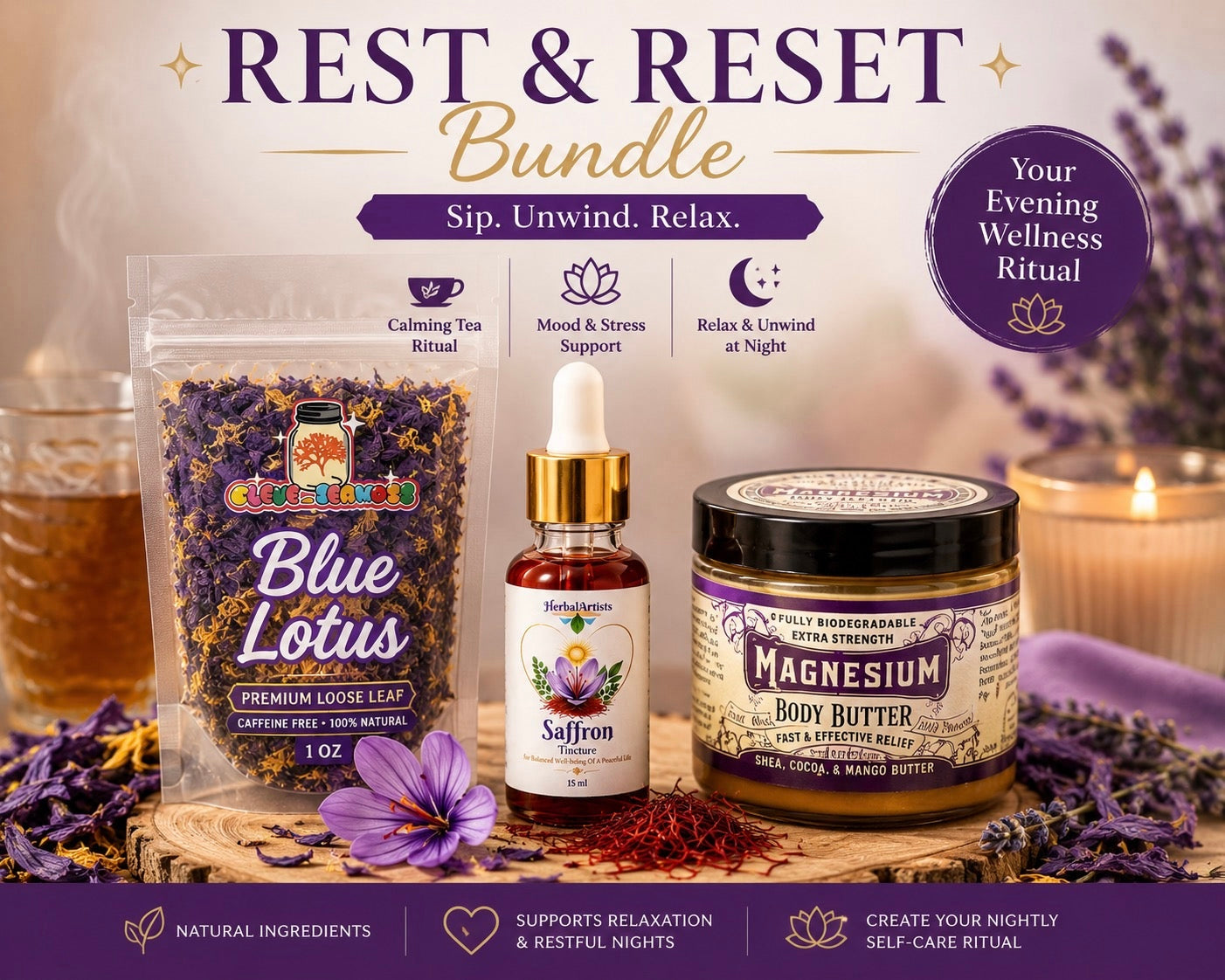 Nighttime Calm Trio | Sleep, Stress & Relaxation Bundle ($67.75 VALUE)